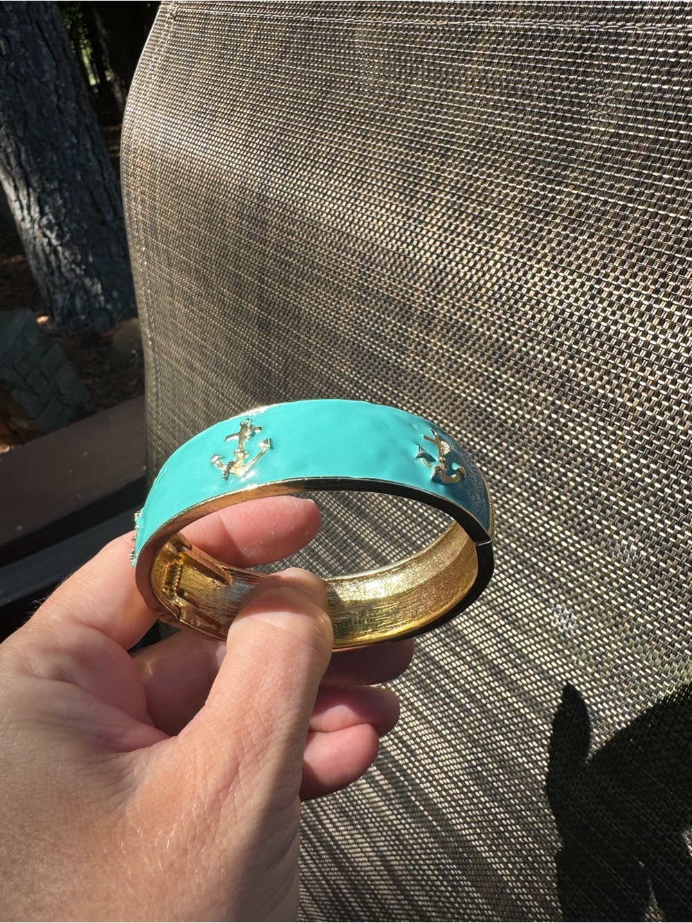 Storm Gold-Tone Turquoise Enamel Anchor Bangle Bracelet